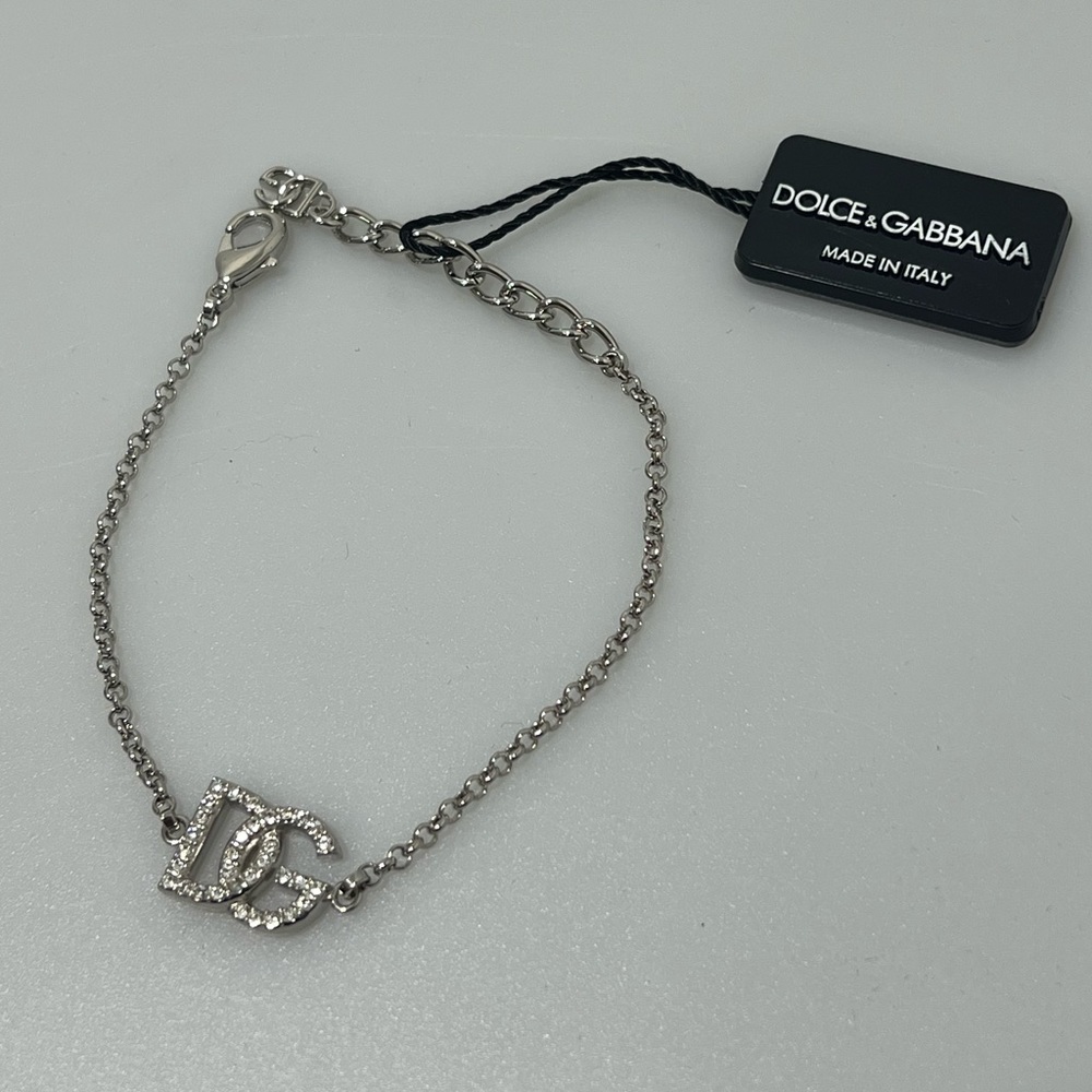 Dolce & Gabbana Logo Charm Bracelet Silver Brass.